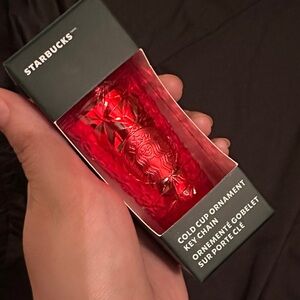 Starbucks Shiny Red Cold Cup Keychain Ornament